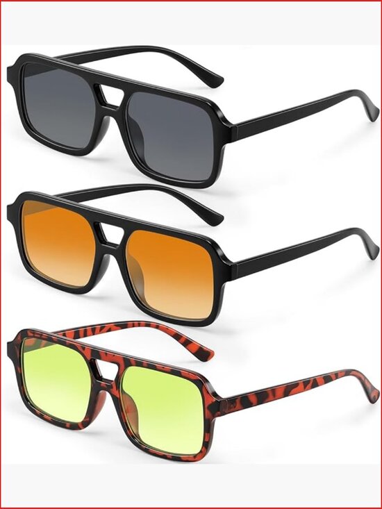 Unisex Retro Square Sunglasses UV400 Protection Trendy Vintage main image 5
